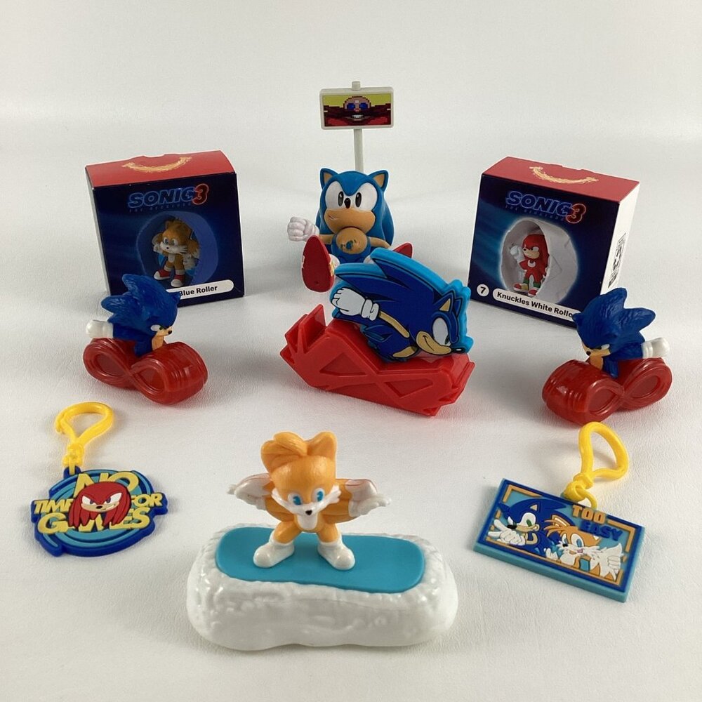 Sega Sonic The Hedgehog Figures Clips Toy Lot McDonald's Tails Knuckles Roller